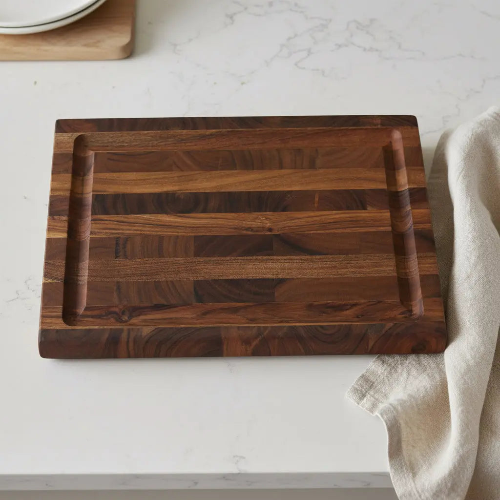 16" Brown Solid Wood Cutting Board With Juice Groove Homeroots Kitchen & Dining