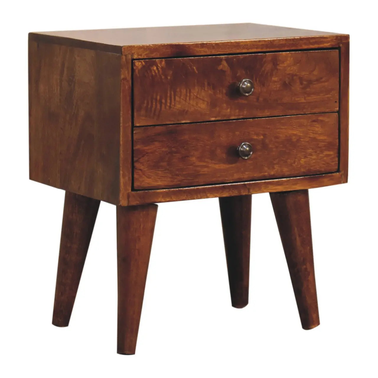 16" Brown Solid Wood Two Drawer Nightstand Homeroots Bed & Bath