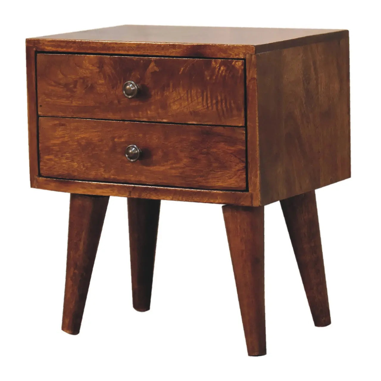 16" Brown Solid Wood Two Drawer Nightstand Homeroots Bed & Bath