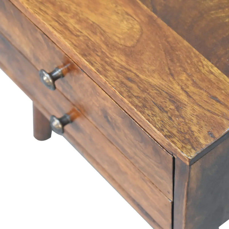 16" Brown Solid Wood Two Drawer Nightstand Homeroots Bed & Bath
