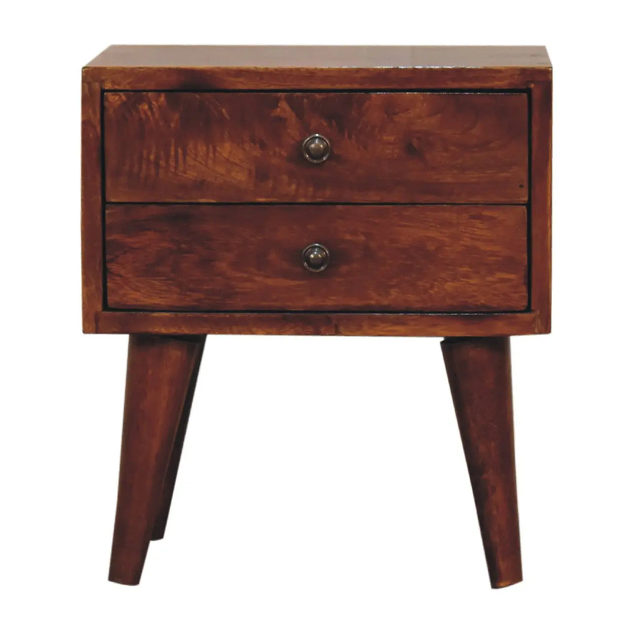 16" Brown Solid Wood Two Drawer Nightstand Homeroots Bed & Bath