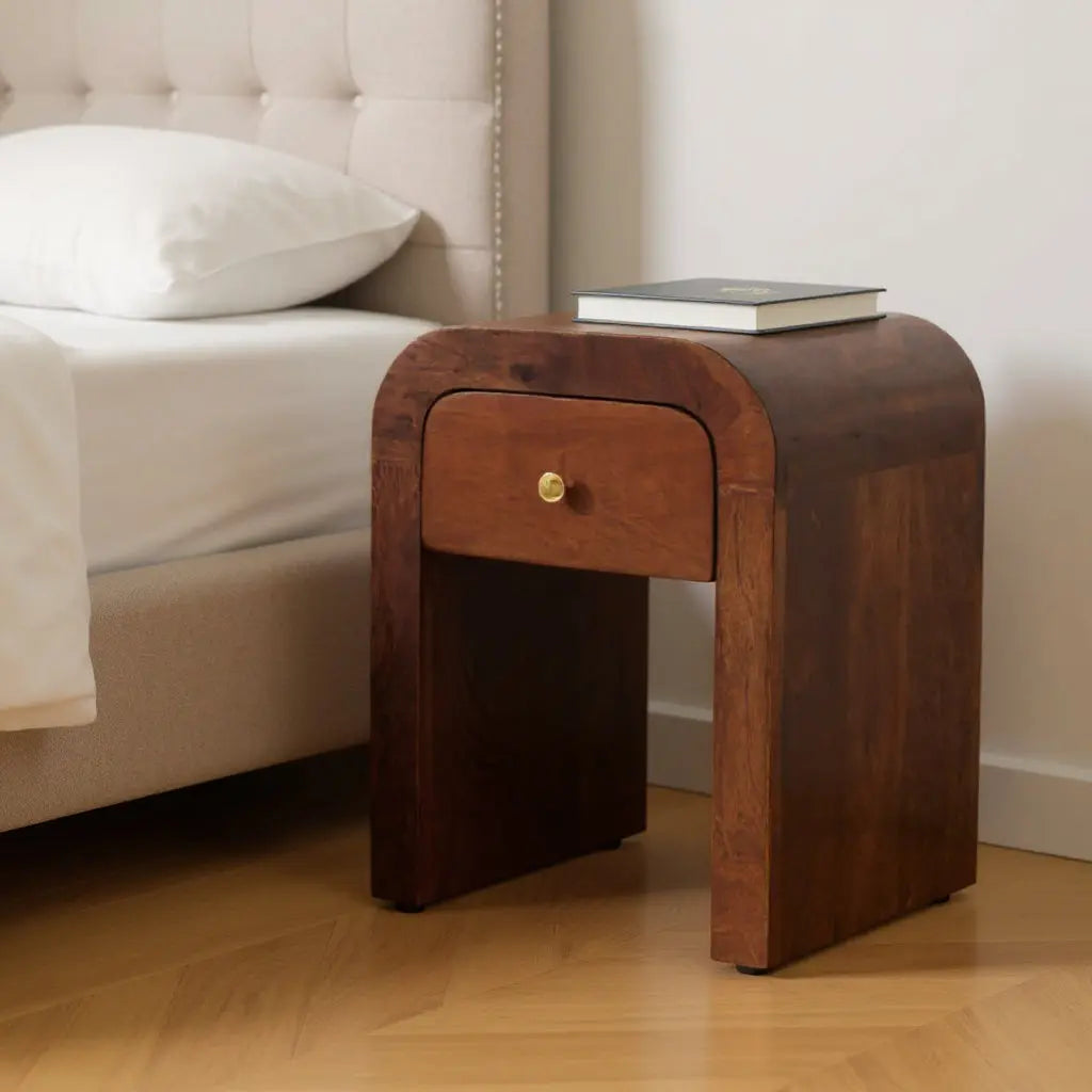 16" Chestnut Solid Wood One Drawer Nightstand Homeroots Bed & Bath