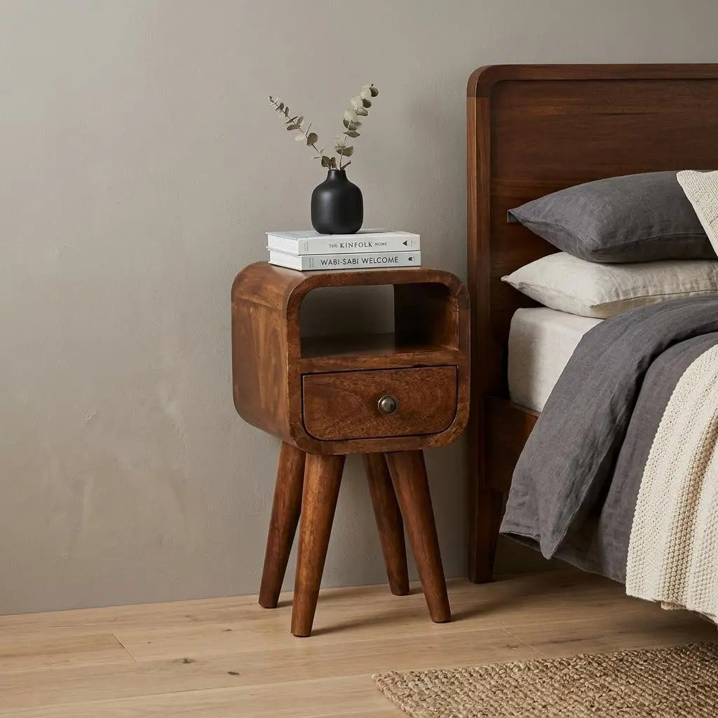 16" Chestnut Solid Wood Square One Drawer Nightstand Homeroots Bed & Bath