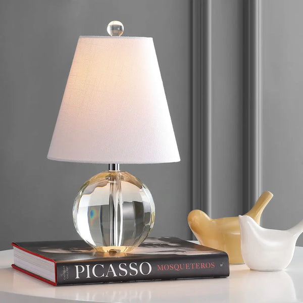 16" Clear Globe Bedside Lamp With Empire Shade Homeroots Lighting