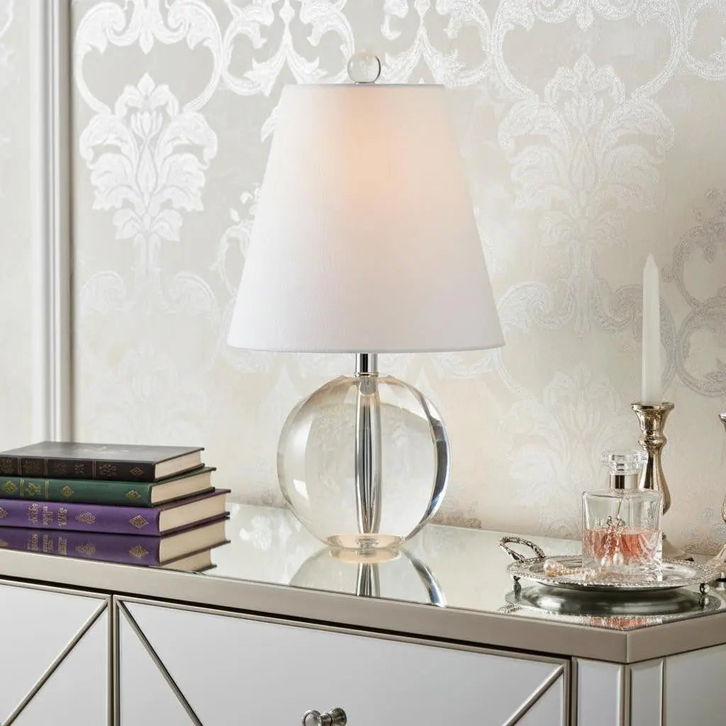 16" Clear Globe Bedside Lamp With Empire Shade Homeroots Lighting