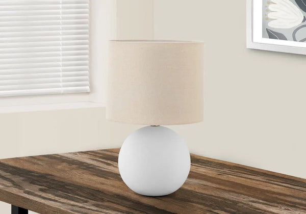 16" Cream Ceramic Round Table Lamp With Cream Drum Shade Homeroots Lighting