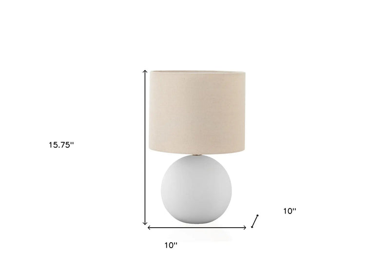 16" Cream Ceramic Round Table Lamp With Cream Drum Shade Homeroots Lighting