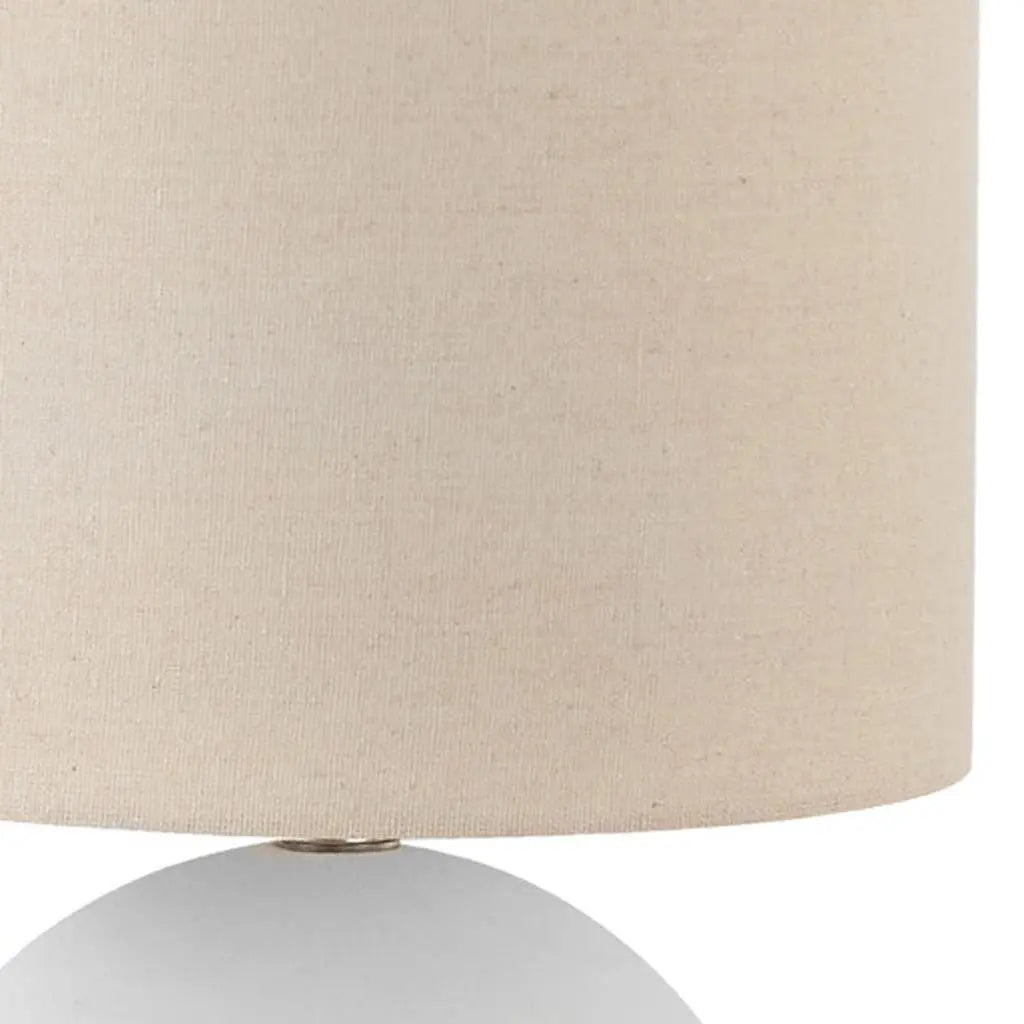 16" Cream Ceramic Round Table Lamp With Cream Drum Shade Homeroots Lighting