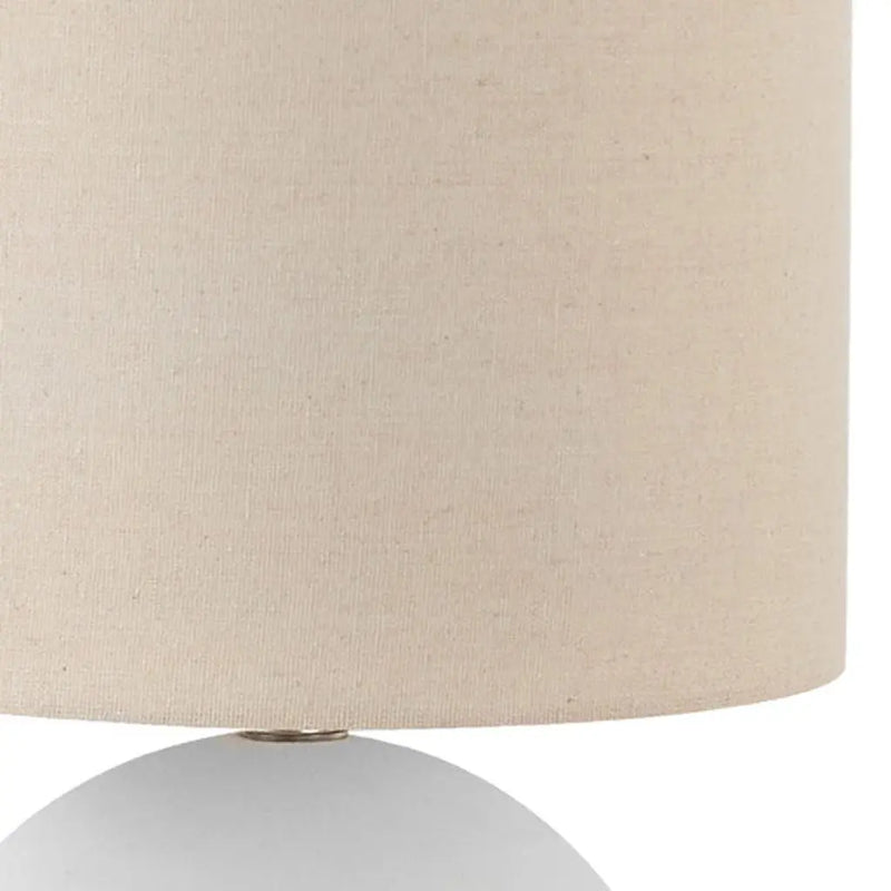 16" Cream Ceramic Round Table Lamp With Cream Drum Shade Homeroots Lighting