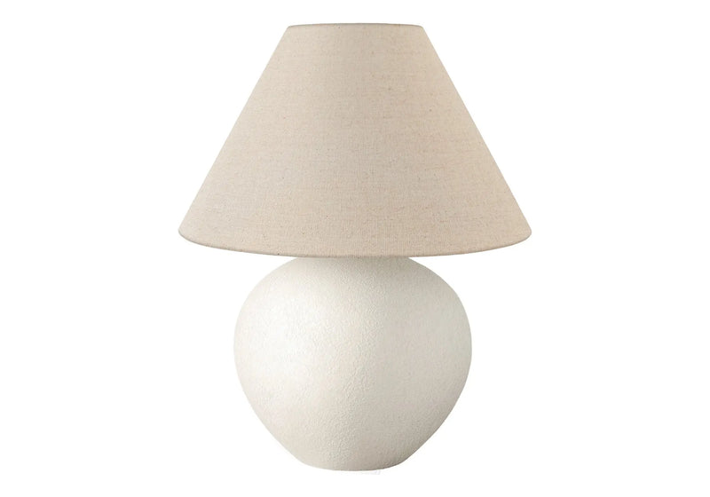 16" Cream Ceramic Round Table Lamp With Cream Empire Shade Homeroots Lighting