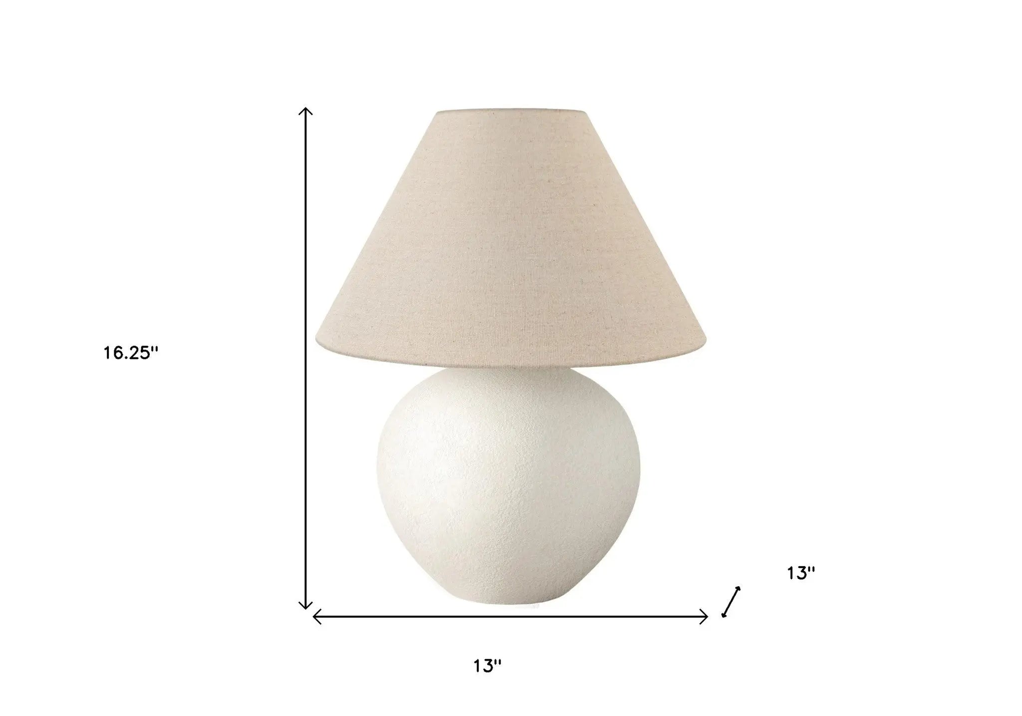 16" Cream Ceramic Round Table Lamp With Cream Empire Shade Homeroots Lighting