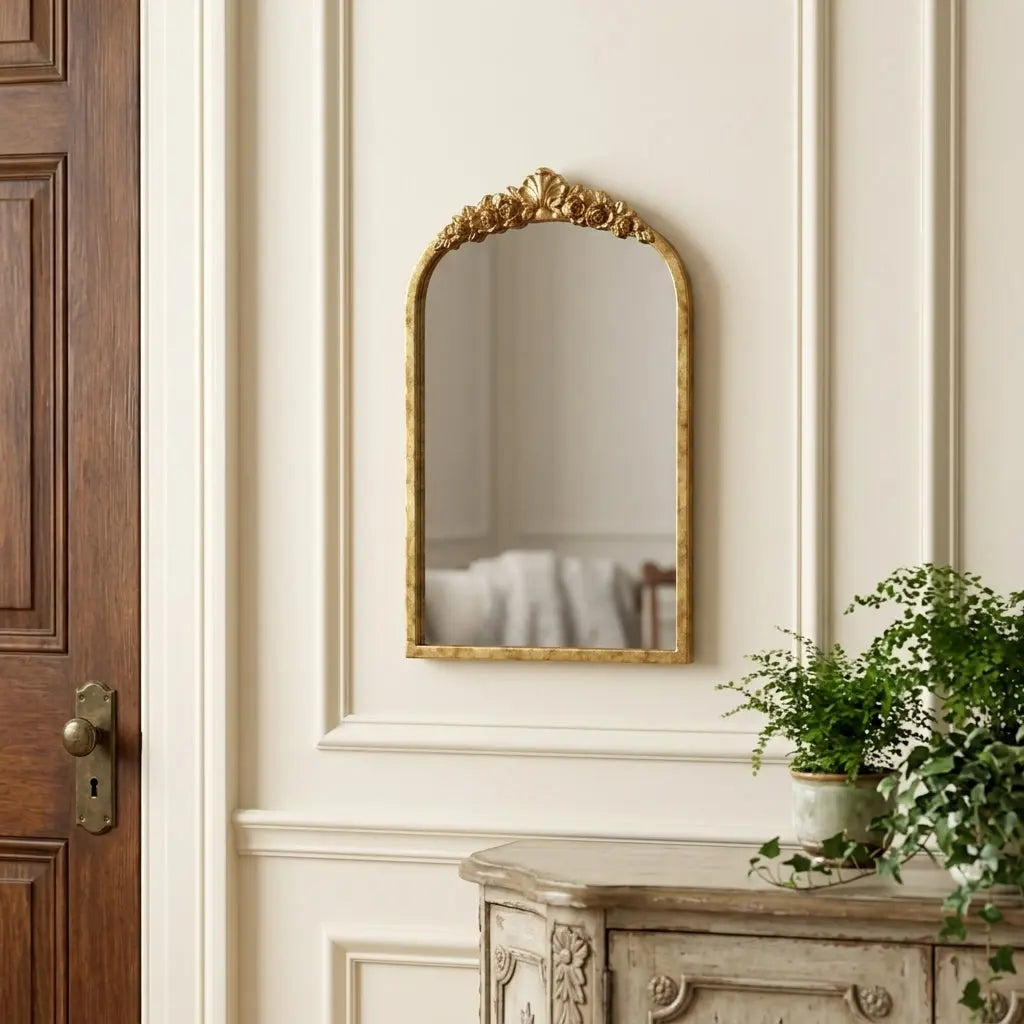 16" Gold Metal Arch Accent Mirror Homeroots Bed & Bath