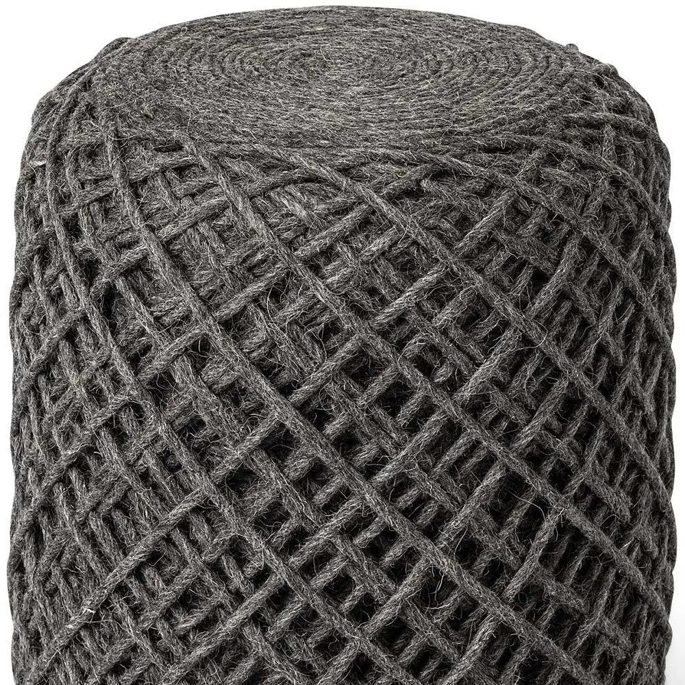 16" Gray Upholstery Cylinder Abstract Pouf Ottoman - GreatEagleInc