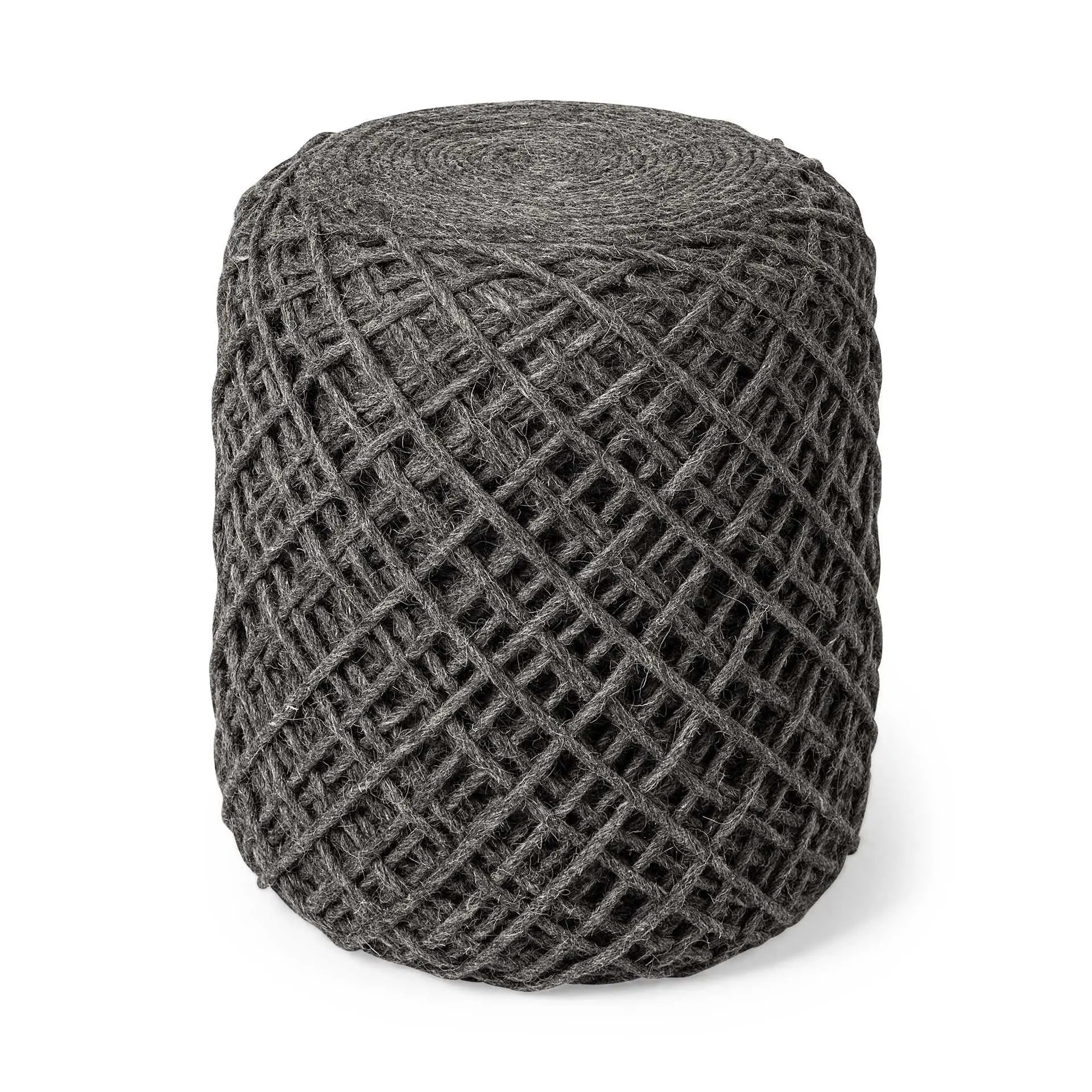 16" Gray Upholstery Cylinder Abstract Pouf Ottoman - GreatEagleInc