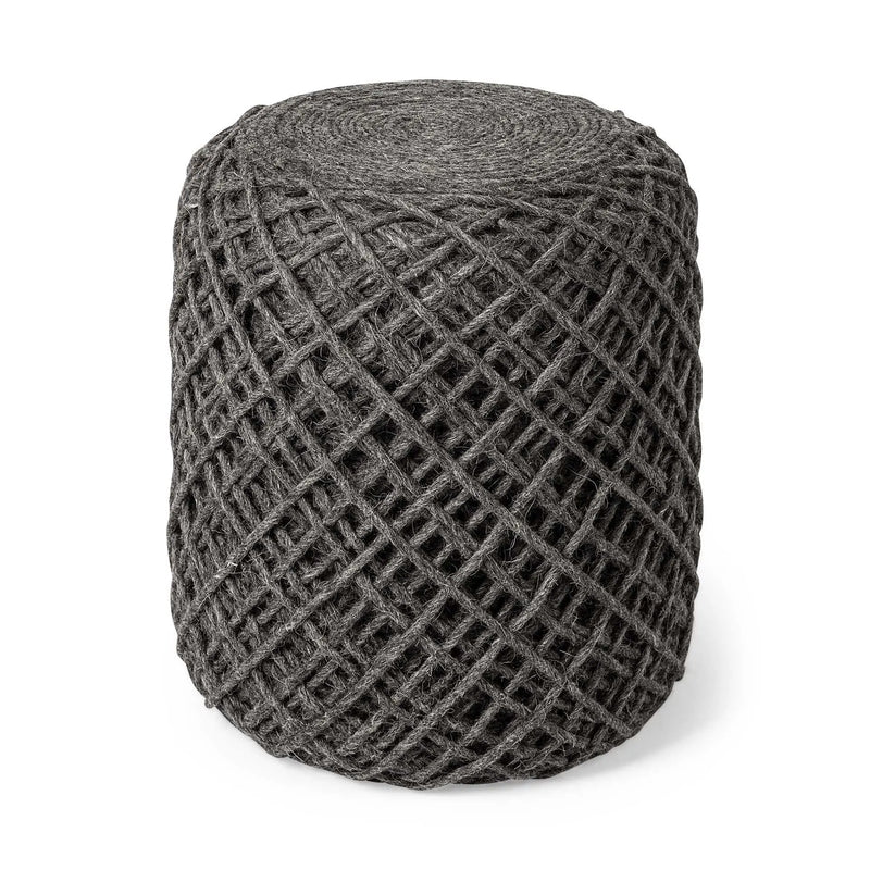 16" Gray Upholstery Cylinder Abstract Pouf Ottoman - GreatEagleInc