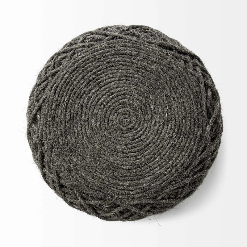 16" Gray Upholstery Cylinder Abstract Pouf Ottoman - GreatEagleInc