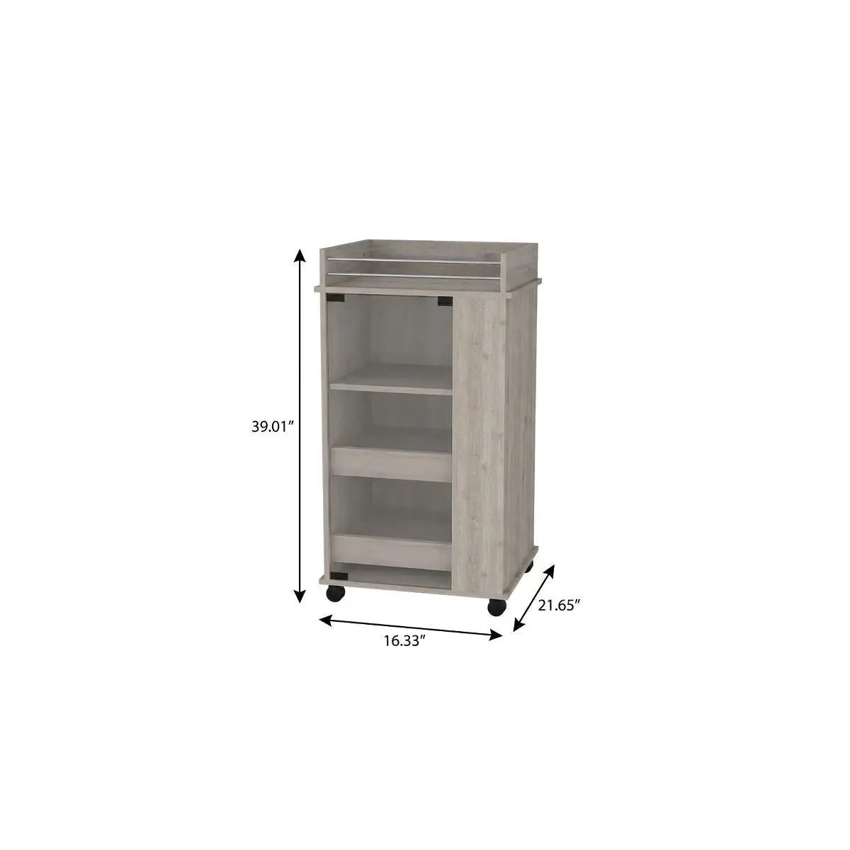 16" Gray Wood Bar Cart Homeroots Kitchen & Dining