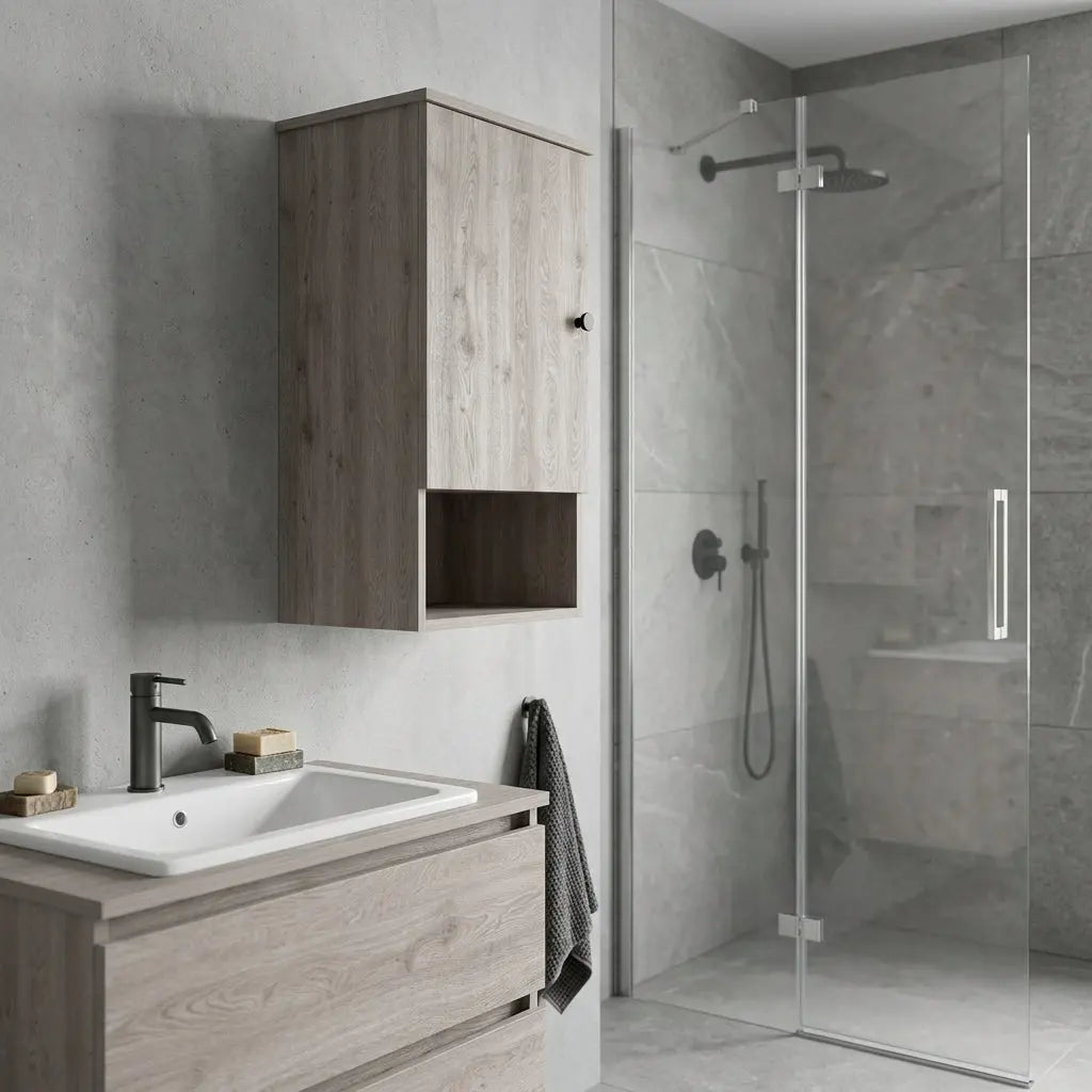 16" Light Gray Wood Floating Single Door Bathroom Vanity And Medicine Cabinet Homeroots Bed & Bath