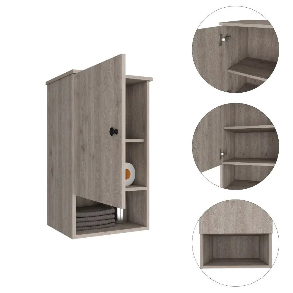 16" Light Gray Wood Floating Single Door Bathroom Vanity And Medicine Cabinet Homeroots Bed & Bath