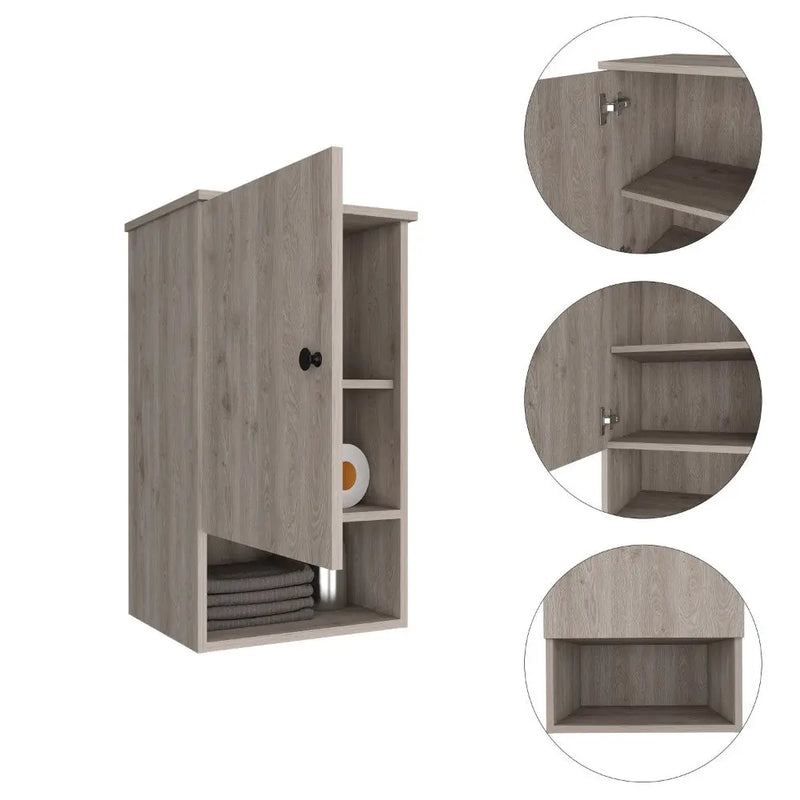16" Light Gray Wood Floating Single Door Bathroom Vanity And Medicine Cabinet Homeroots Bed & Bath