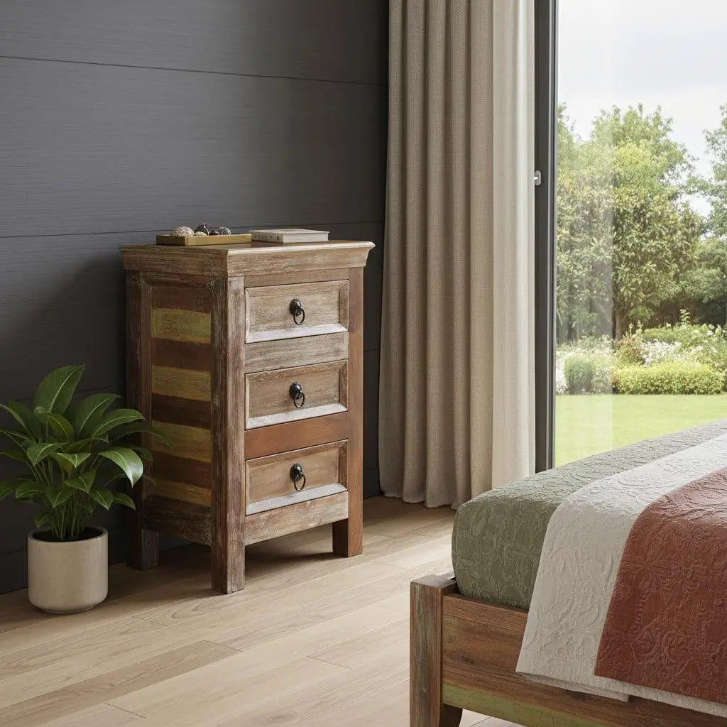 16" Modern Rustic Three Drawer Accent Chest Homeroots Bed & Bath