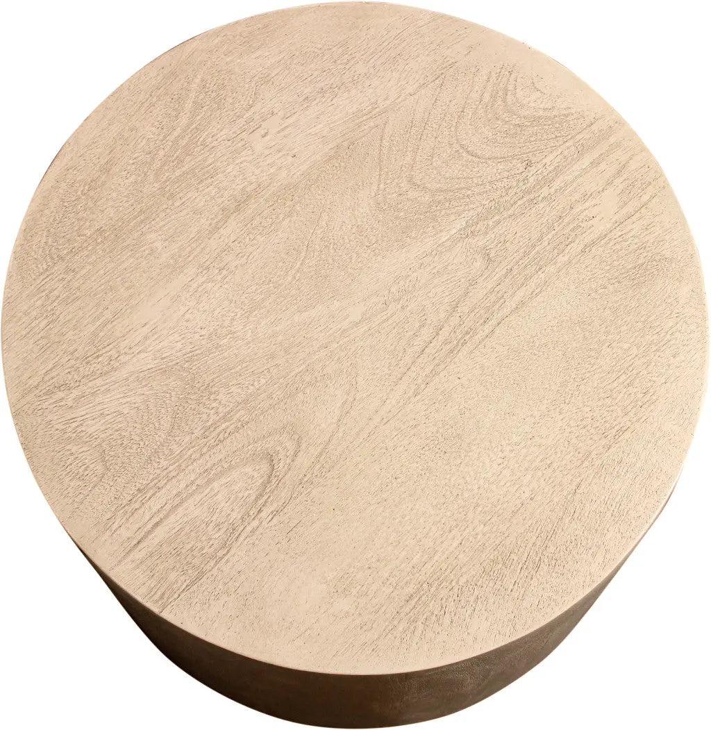 16" Natural Distressed Solid Wood Round End Table Homeroots Living Room