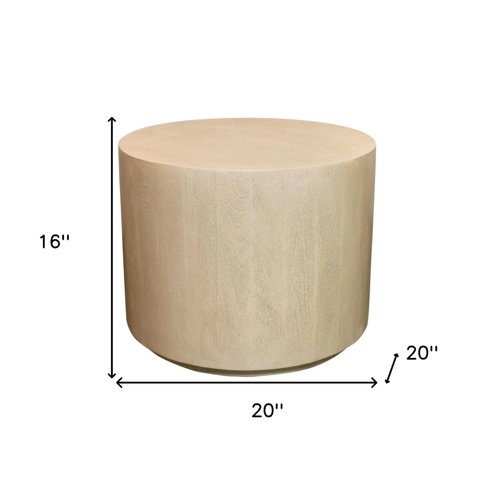 16" Natural Distressed Solid Wood Round End Table Homeroots Living Room