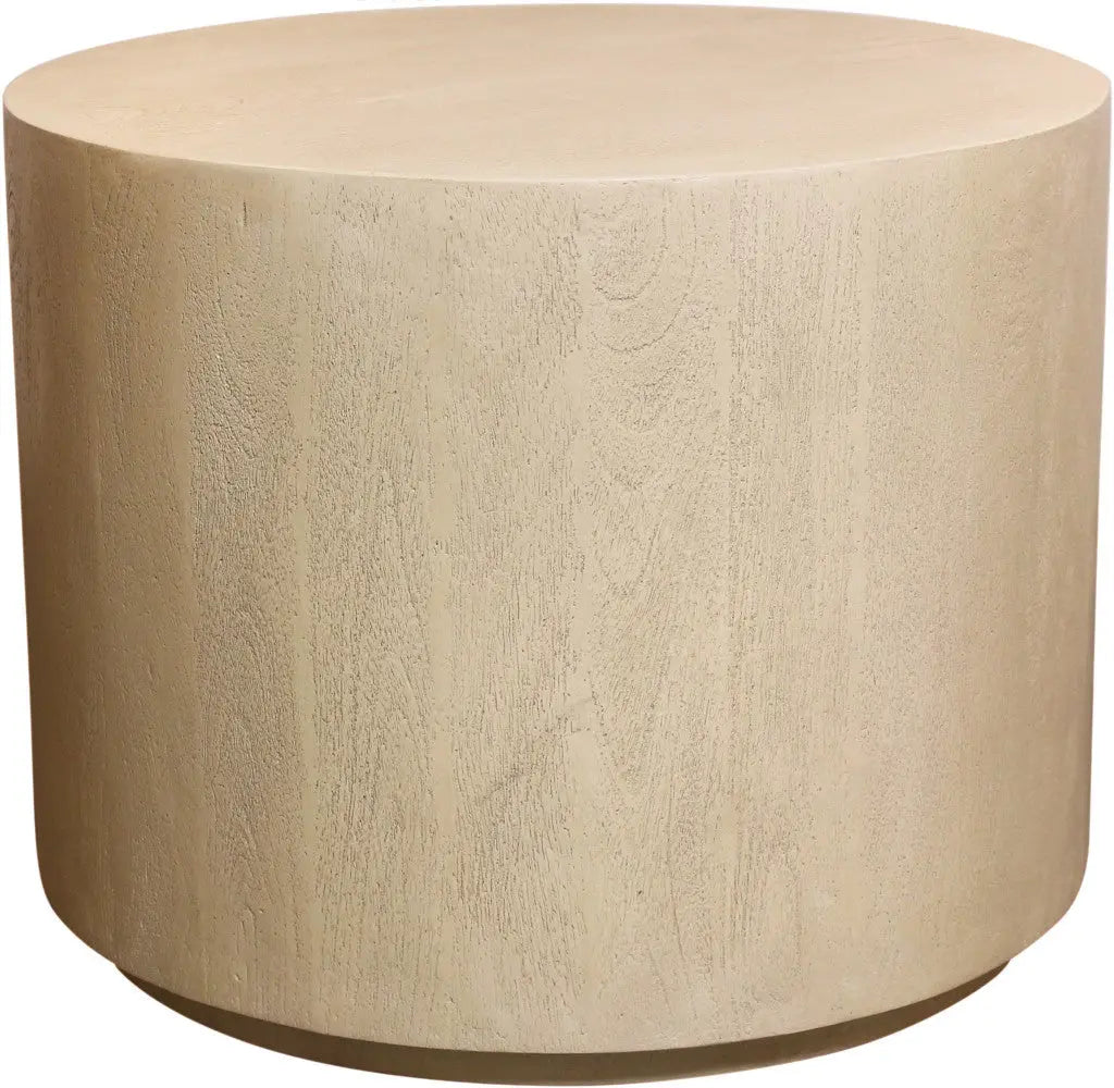 16" Natural Distressed Solid Wood Round End Table Homeroots Living Room
