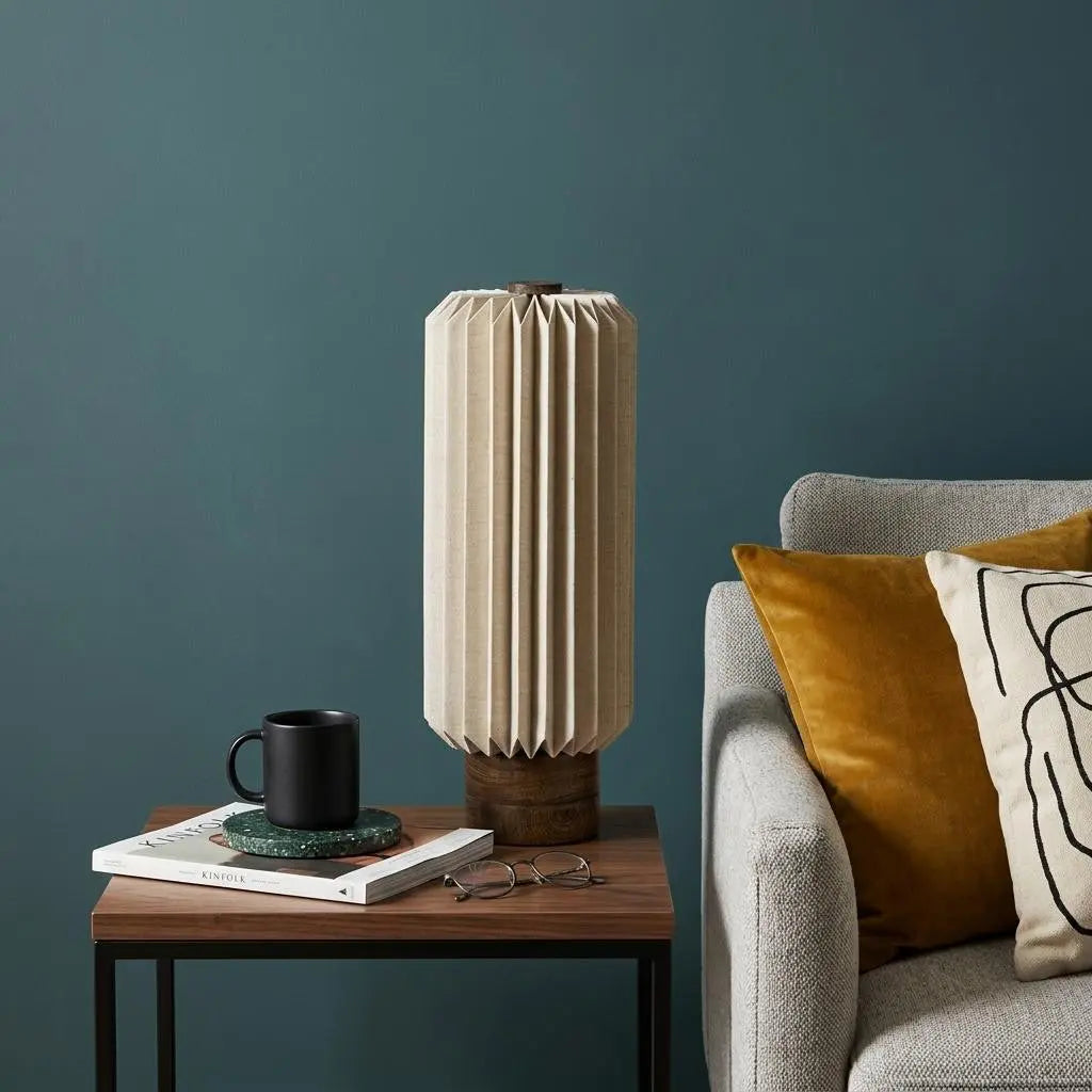16" Natural Geometric Bedside Lamp With Cylinder Shade Homeroots Lighting