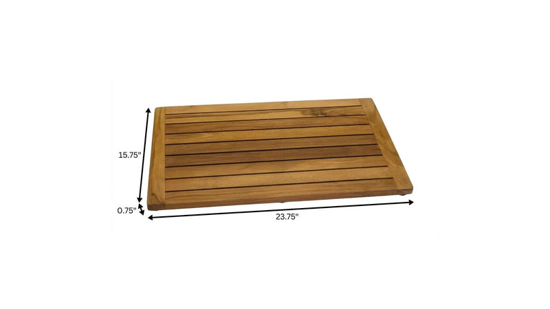 16" Natural Teak Non Slip Bath Mat Homeroots Bed & Bath