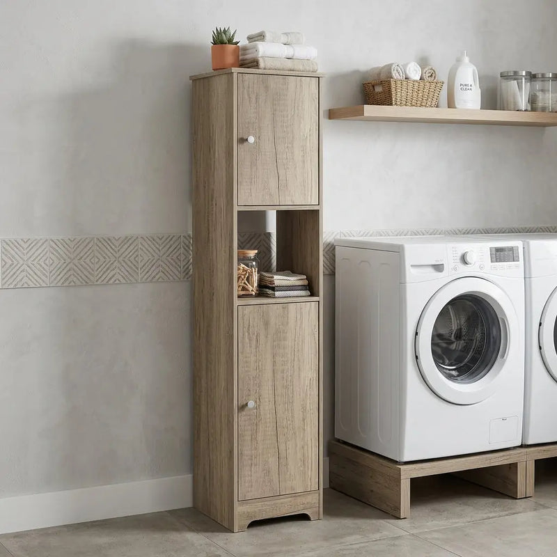 16" Natural Wood Accent Cabinet With Two Doors Homeroots Kitchen & Dining
