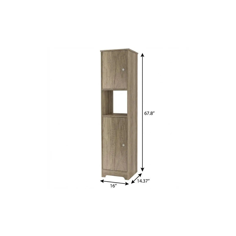 16" Natural Wood Accent Cabinet With Two Doors Homeroots Kitchen & Dining