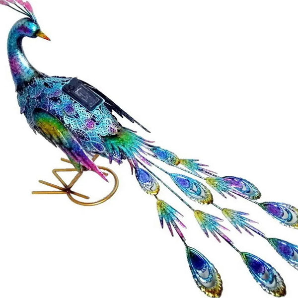16" Purple Blue And Yellow Metal LED lights Birds Garden Accents Accessories Homeroots Outdoor