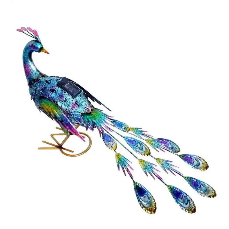 16" Purple Blue And Yellow Metal LED lights Birds Garden Accents Accessories Homeroots Outdoor