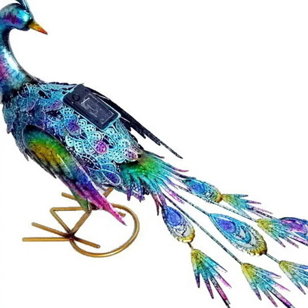 16" Purple Blue And Yellow Metal LED lights Birds Garden Accents Accessories Homeroots Outdoor