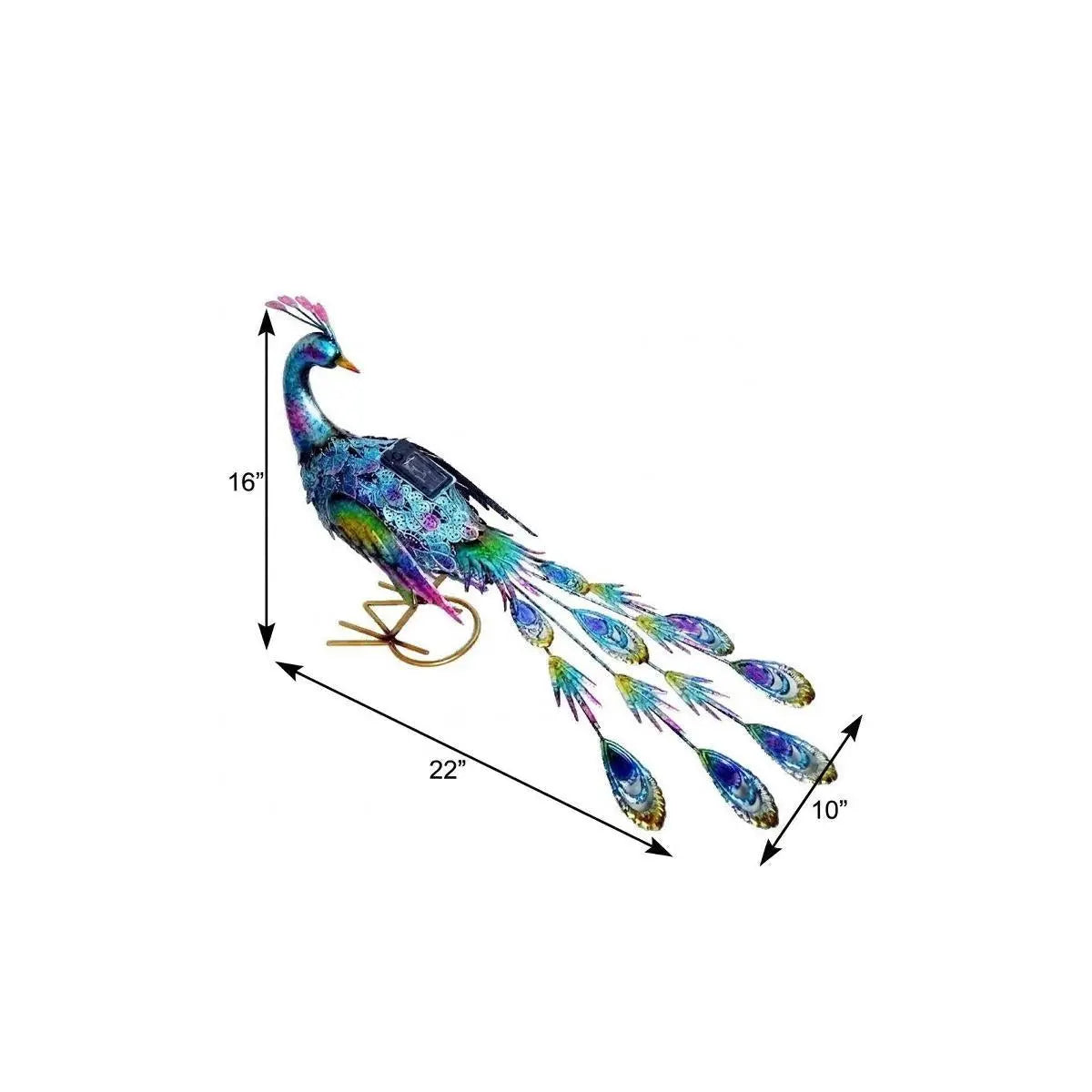 16" Purple Blue And Yellow Metal LED lights Birds Garden Accents Accessories Homeroots Outdoor