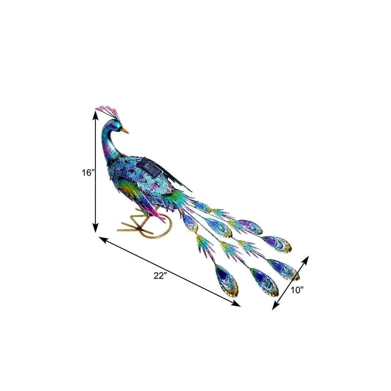 16" Purple Blue And Yellow Metal LED lights Birds Garden Accents Accessories Homeroots Outdoor