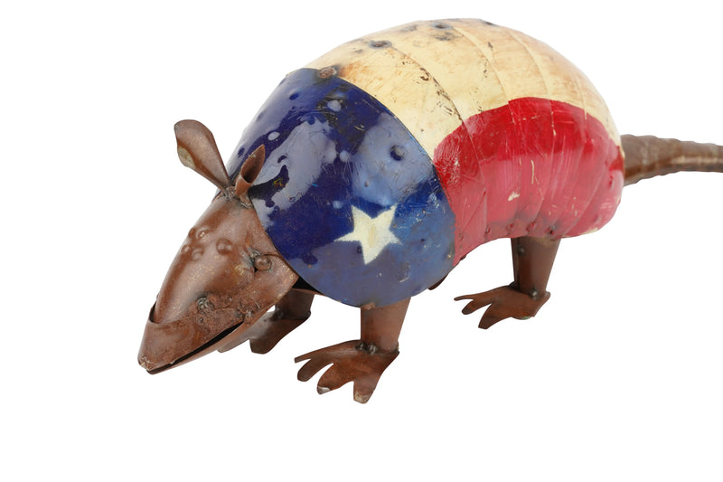 16" Red Off White And Blue Metal Armadillo Tabletop Sculpture Homeroots Home Decor