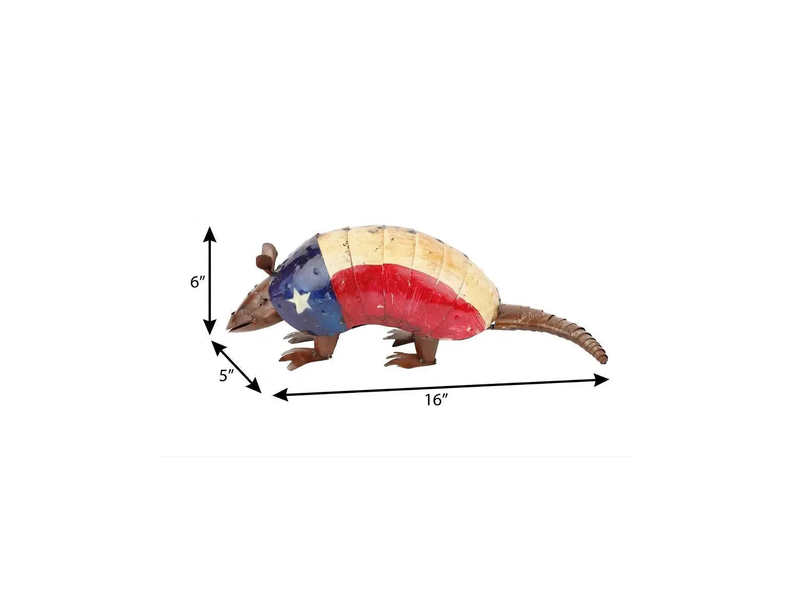 16" Red Off White And Blue Metal Armadillo Tabletop Sculpture Homeroots Home Decor