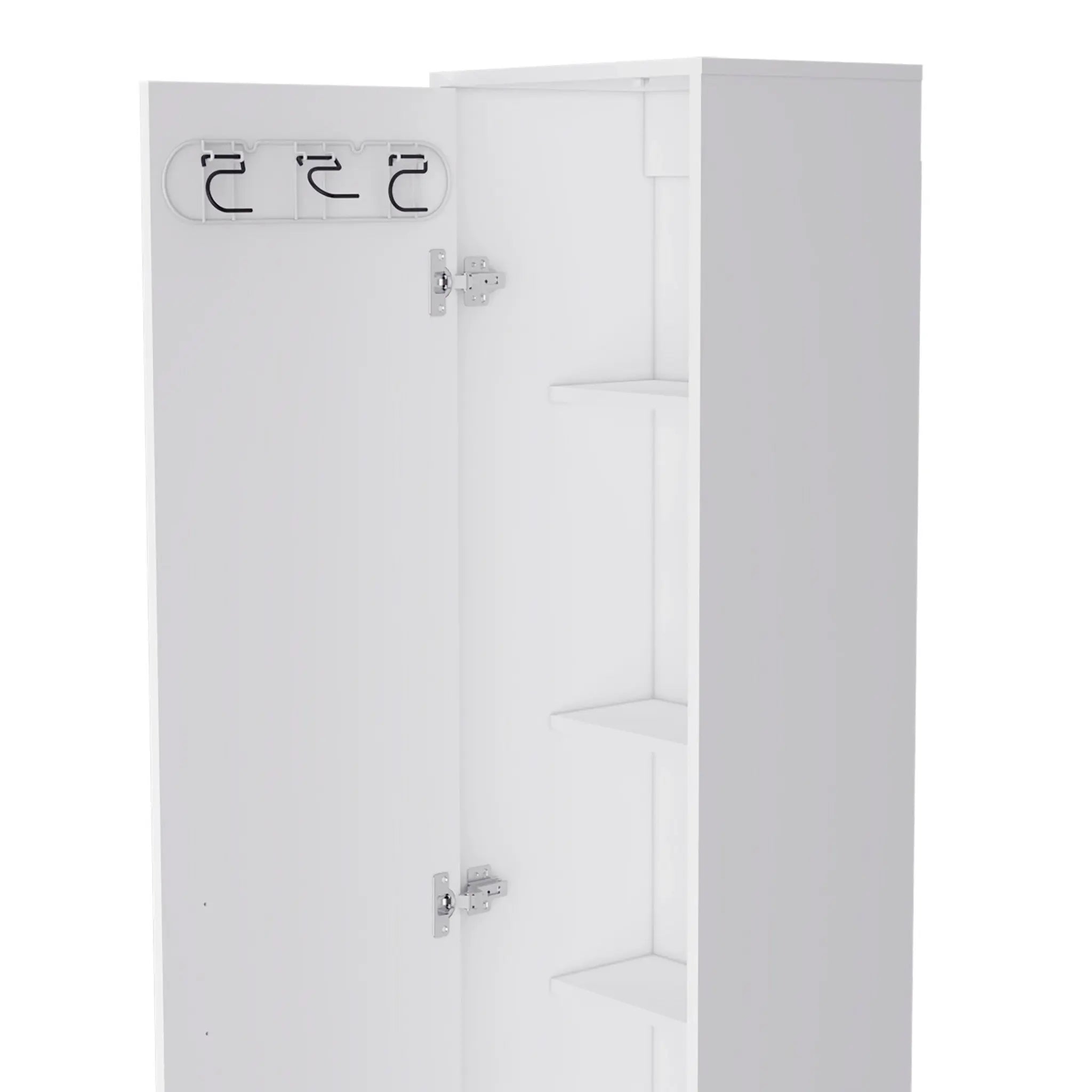 16" Silver And White Accent Cabinet With Five Shelves Homeroots Bed & Bath