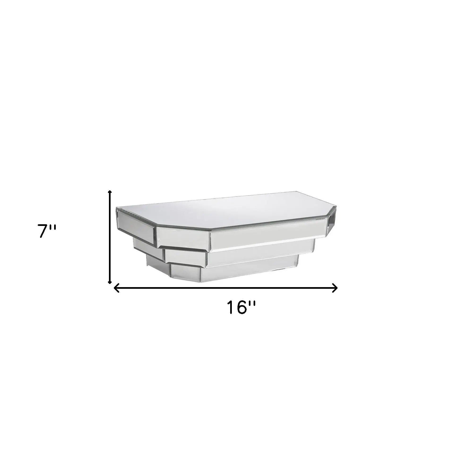16" Silver Mirrored Glass Hanging Dimensional Floating Shelf Homeroots Organization