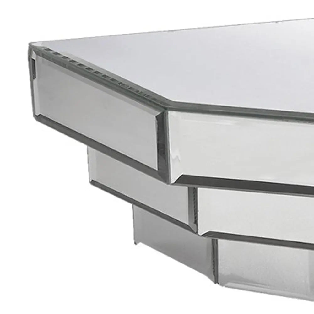 16" Silver Mirrored Glass Hanging Dimensional Floating Shelf Homeroots Organization