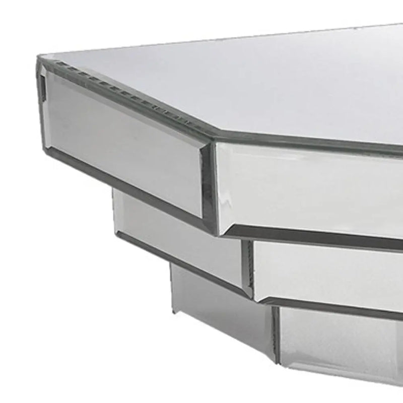 16" Silver Mirrored Glass Hanging Dimensional Floating Shelf Homeroots Organization