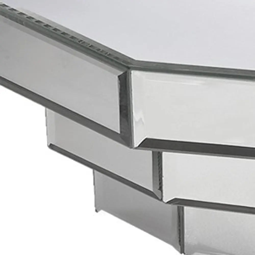 16" Silver Mirrored Glass Hanging Dimensional Floating Shelf Homeroots Organization