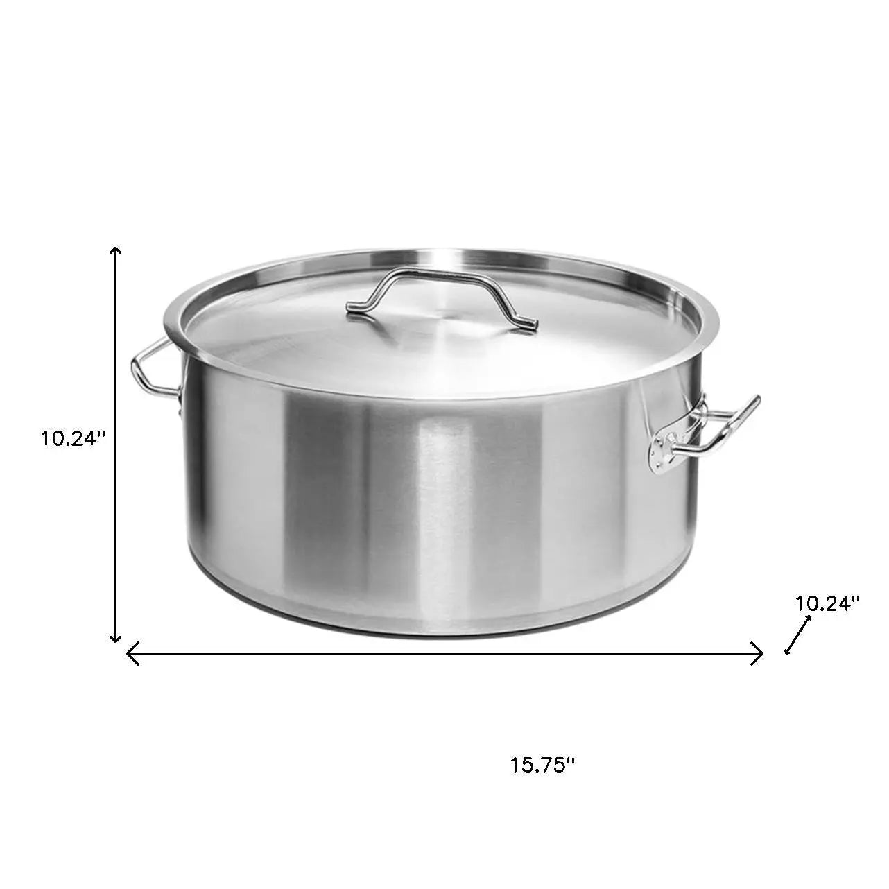 16" Silver Stainless Steel Stock Pot Homeroots Kitchen & Dining