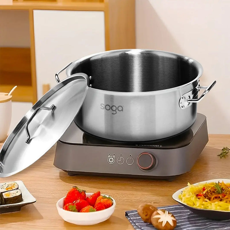 16" Silver Stainless Steel Stock Pot Homeroots Kitchen & Dining