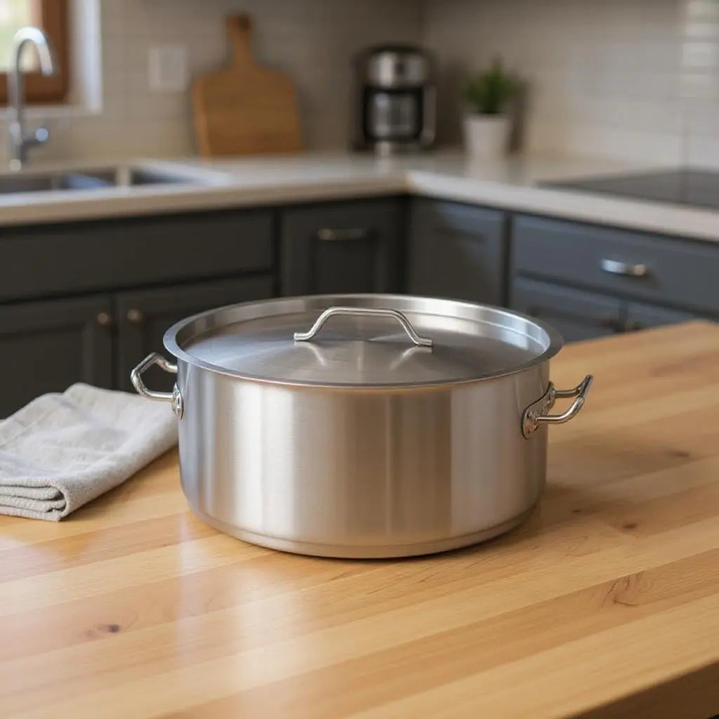 16" Silver Stainless Steel Stock Pot Homeroots Kitchen & Dining