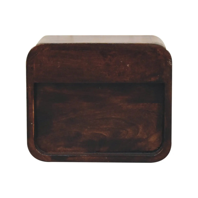 16" Walnut Solid Wood Round One Drawer Floating Nightstand Homeroots Bed & Bath