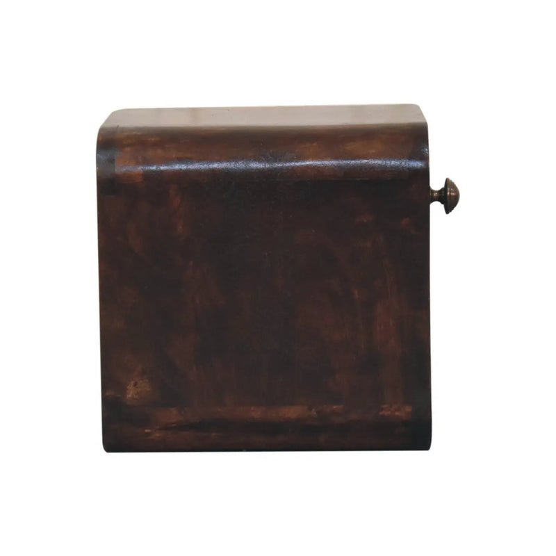16" Walnut Solid Wood Round One Drawer Floating Nightstand Homeroots Bed & Bath