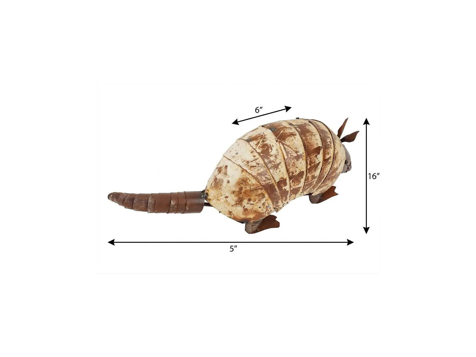 16" White And Brown Metal Armadillo Garden Art Homeroots Outdoor